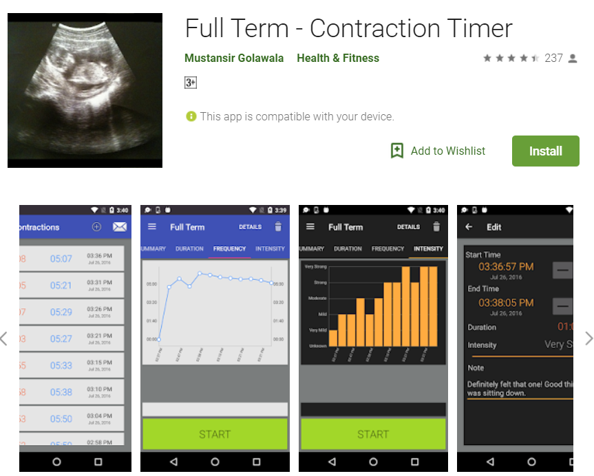 Perfect Contractions Timer during Labor Onset